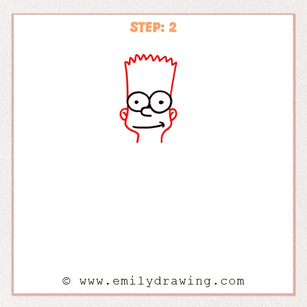 how to draw a bart simpson - Step 2
